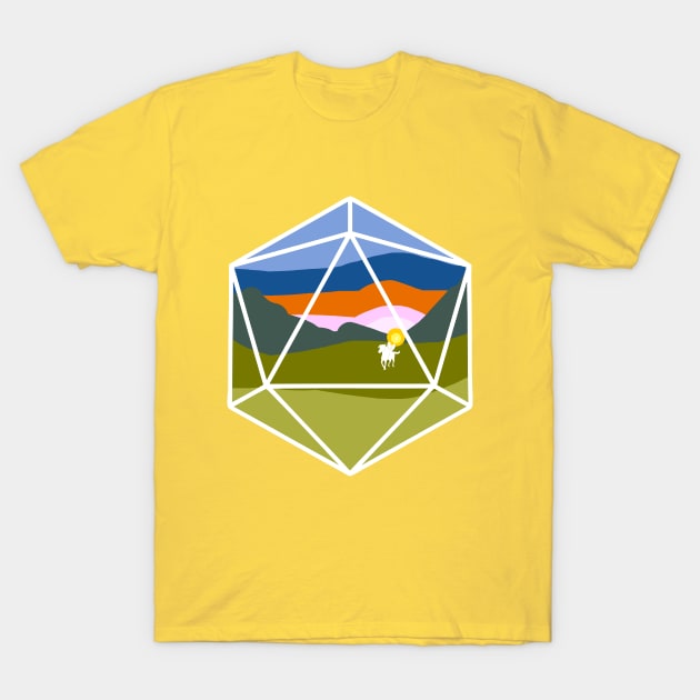 Look to the East D20 Minimalist Dice Design T-Shirt by SheriChen